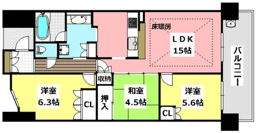 アップルガーデン茨木【1312号室】の間取り
