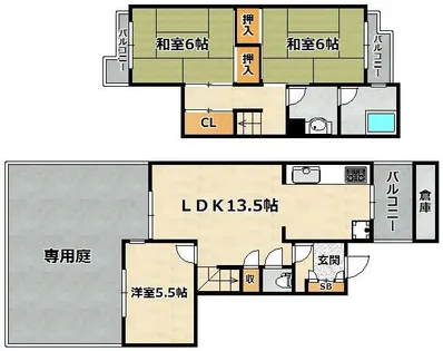 鈴蘭泉台第2住宅8号棟【1階】の間取り