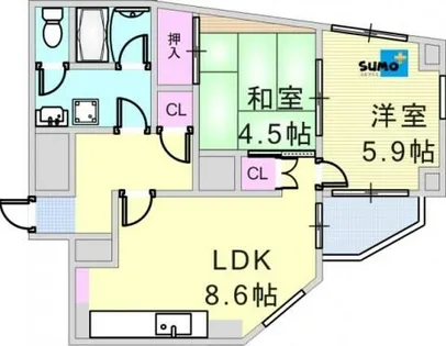 タウンハウス熊内【4D号室】の間取り