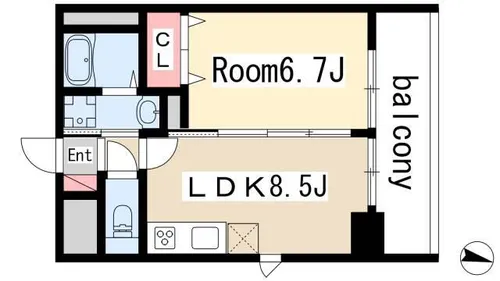 シティライツYATOMIDORI【8階】の間取り