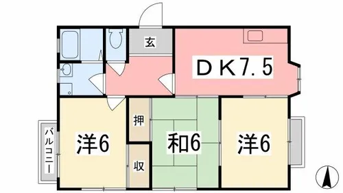 ハウス新町【2-B号室】の間取り