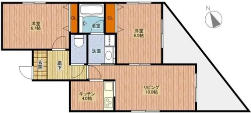 リヴェール中川【2階】の間取り