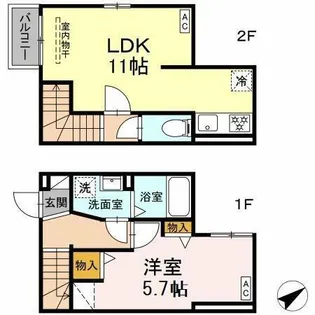 パークサイド柱Ⅱ【102号室】の間取り