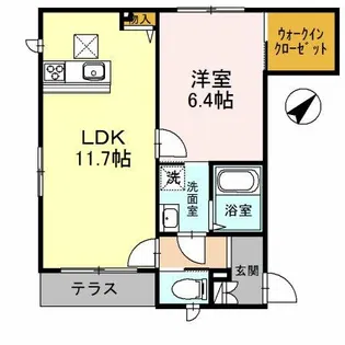 HEARTY‘S ENT C棟【101号室】の間取り