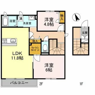 HEART‘S ENT E棟【2階】の間取り