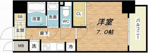 ジアコスモ江戸堀パークフロント【4階】の間取り