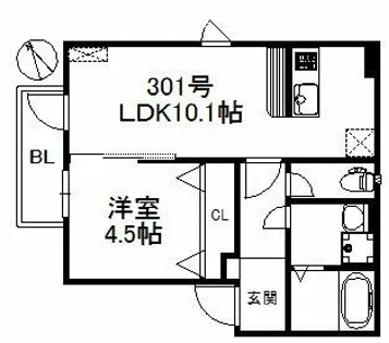 グランヒル箱崎【3階】の間取り