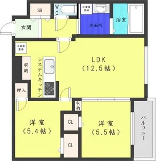 クレマティス円山【2階】の間取り