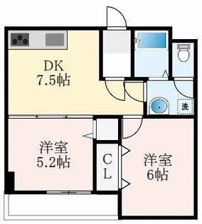 2DKの間取り画像