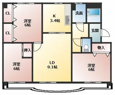 サンパーク柏原【3階】の間取り