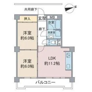 2LDKの間取り画像