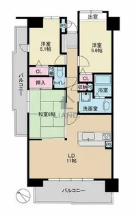 グラン・コート薬院【1401号室】の間取り