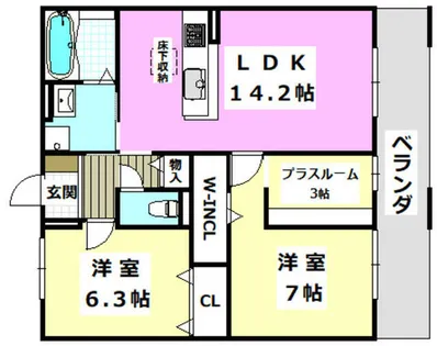 セジュール ド ソレイユⅡ A棟【1階】の間取り