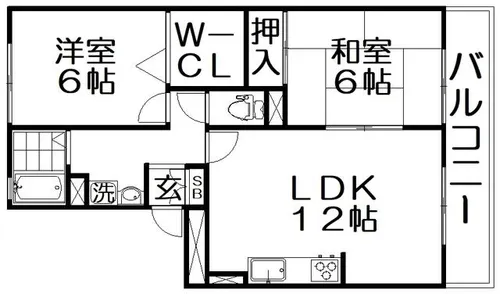 リバーサウス枚方【2階】の間取り