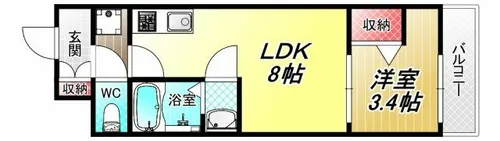 1LDKの間取り画像
