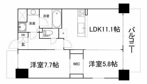 2LDKの間取り画像