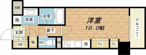 エスリード長堀タワー【9階】の間取り
