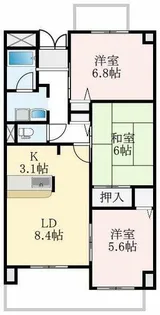 パデシオン大野芝【4階】の間取り