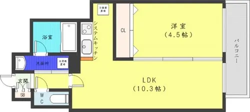 レジディア南一条イースト【2階】の間取り