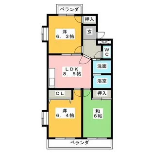 ヴァンベール新舞子【3階】の間取り