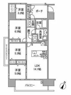 プレミスト西本町【601号室】の間取り