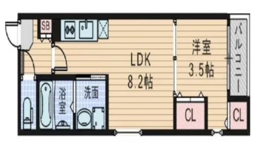 Sunglow朝潮橋【302号室】の間取り