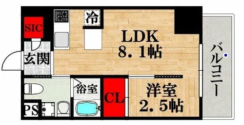 アイボリーポワント難波WEST【9階】の間取り