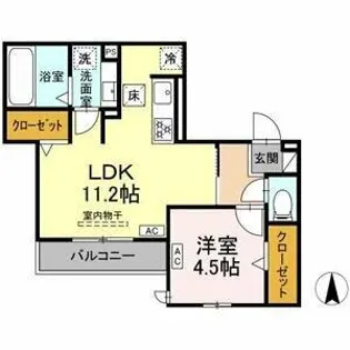 シェーヌアーブル【103号室】の間取り