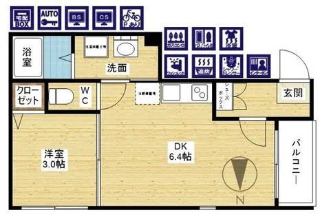 1DKの間取り画像