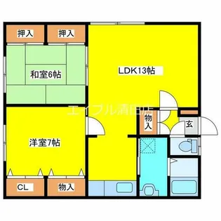 ナカドイアパート【2号室】の間取り
