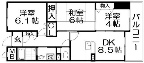 香里プラザⅥ【4階】の間取り