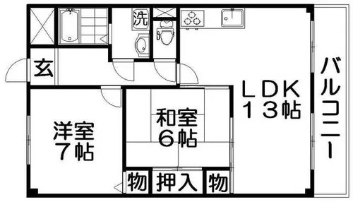 メルヴェーユ香里【1階】の間取り