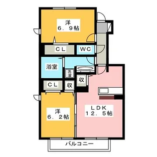 ソシア・ミズノ【1階】の間取り