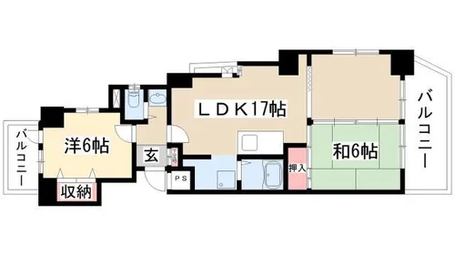 サンリバー高針【701号室】の間取り