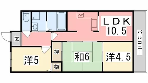 プレステージ姫路Ⅲ【203号室】の間取り