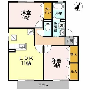 カーサ梨野B【1階】の間取り