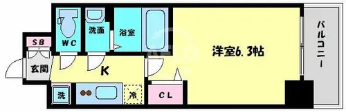 プレサンス大手前ピリオド【15階】の間取り