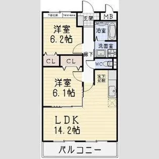 カーサ犬山Ⅱ【2階】の間取り