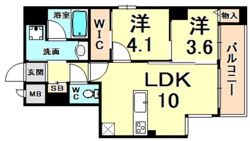 KSMレジデンス西宮【4階】の間取り
