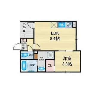 ハーモニーテラス新守町【1階】の間取り