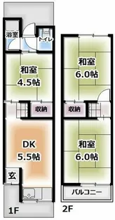 大阪府門真市桑才町【テラスハウス】の間取り