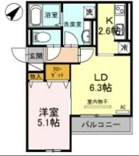 モメント ブリーシュフル【203号室】の間取り