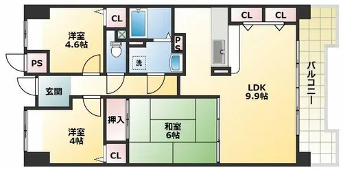 平野元町日興マンション【4階】の間取り