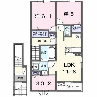 ウエストアヴェニュー行橋【2階】の間取り