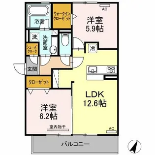 サニープレイス十一屋 B棟【2階】の間取り