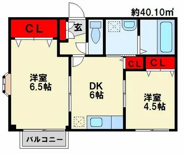 フィオーレ長行西【1階】の間取り