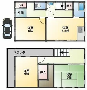 大阪府松原市立部1丁目【一戸建】の間取り