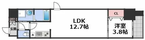 ラクラス堺筋本町【12階】の間取り