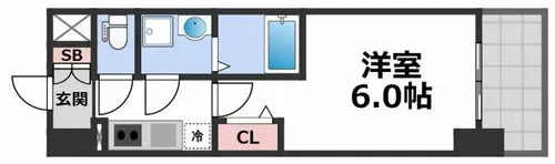 エスリード ザ・カレント大阪【3階】の間取り