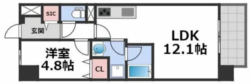 プラウディア今里【7階】の間取り